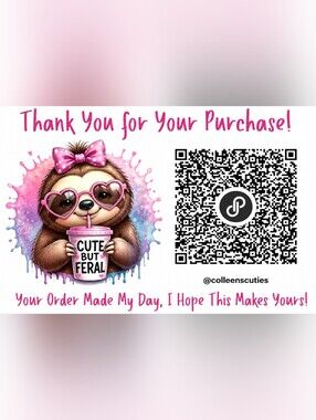 @colleenscuties Custom Sloth Cute But Feral - 50 Count Cards